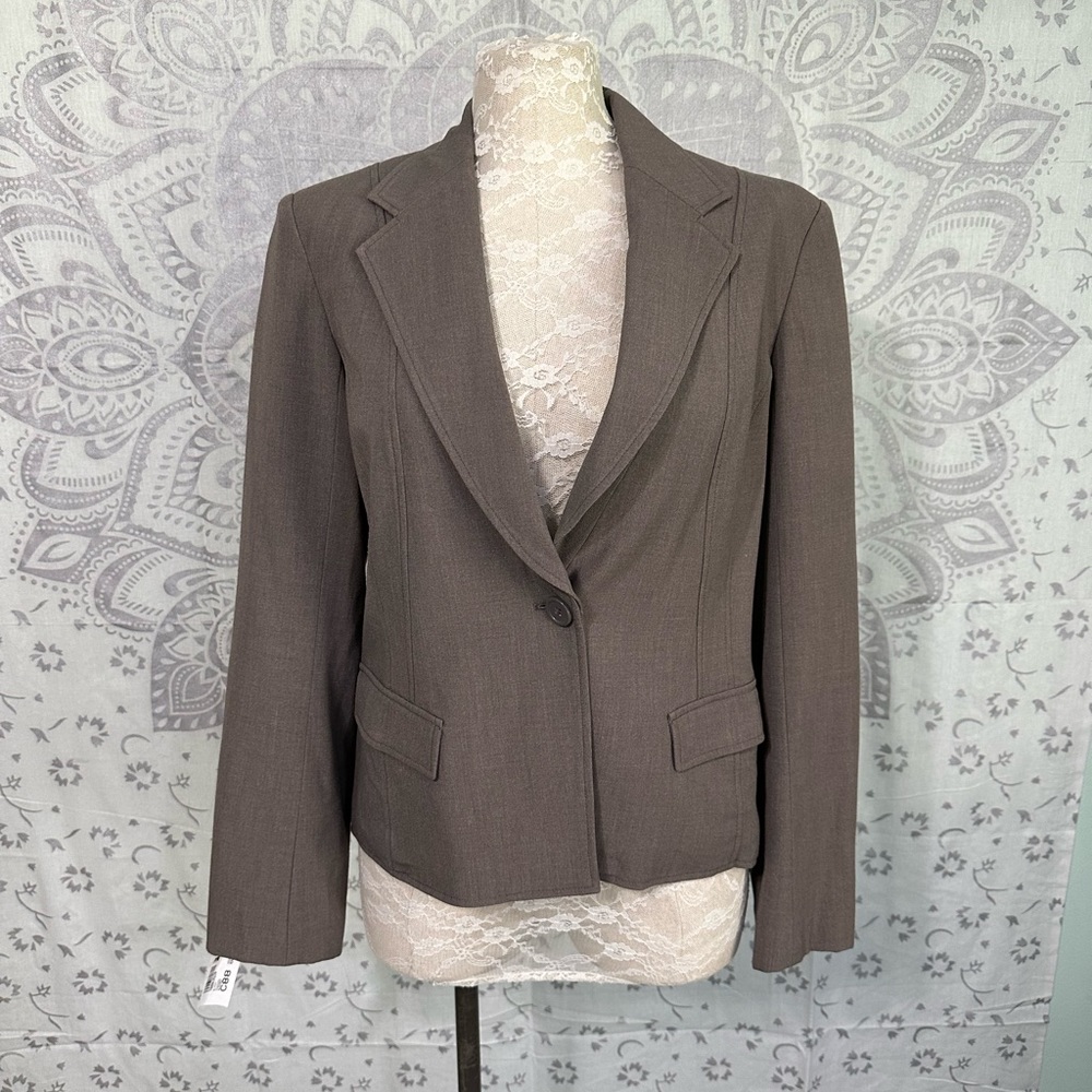 Preloved $98 Express Grey Long Sleeve Blazer Jacket Suit Coat Jacket Button 14 L